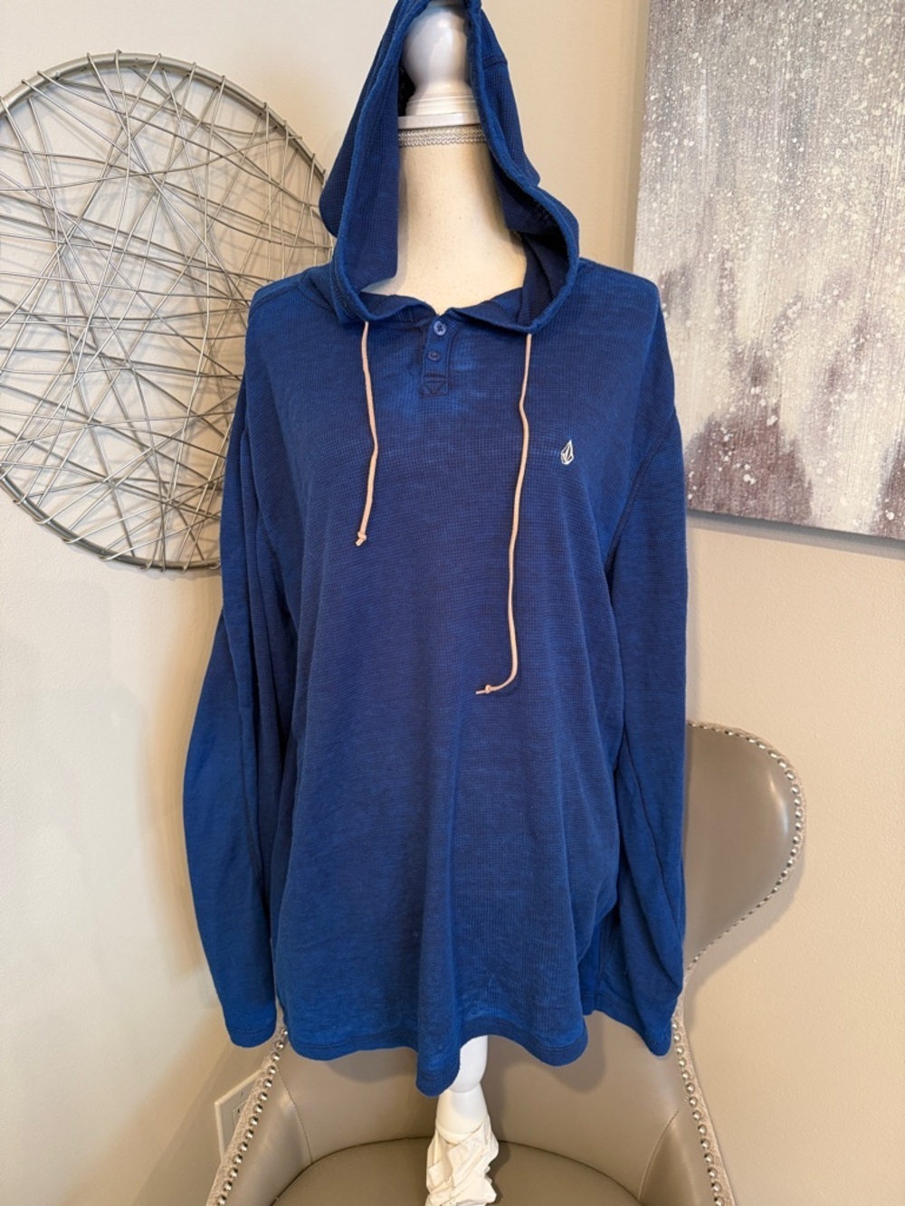 Volcom Blue Hooded Long-Sleeve Men’s Shirt size large